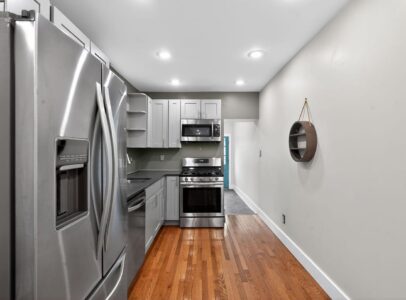 “Modern kitchen with quartz counters in Fishtown Philadelphia home”